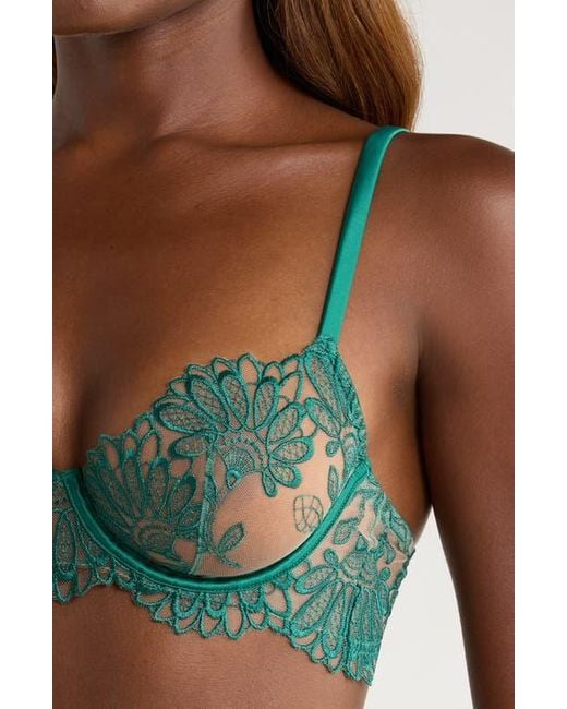 Bluebella Green Amaris Underwire Satin & Tulle Bra