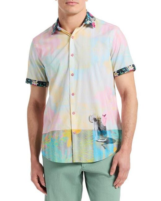 Robert Graham Green Haze Short Sleeve Button-Up Shirt for men