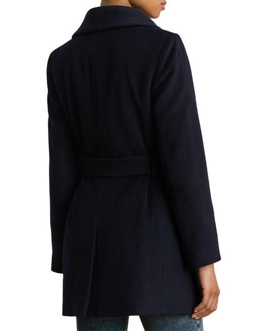 Ralph Lauren Black Wool Blend Wrap Coat