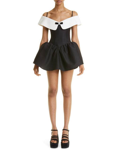 ShuShu/Tong Colorblock Off The Shoulder Corset Minidress in Black