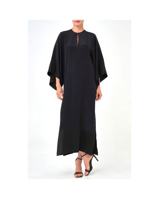 ocean + main Black Kimono Sleeve Silk Dress