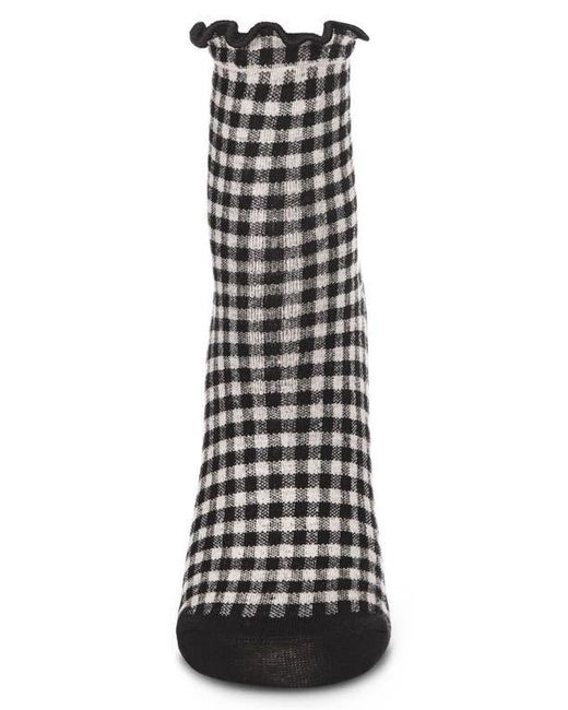 Memoi Black Gingham Ankle Socks