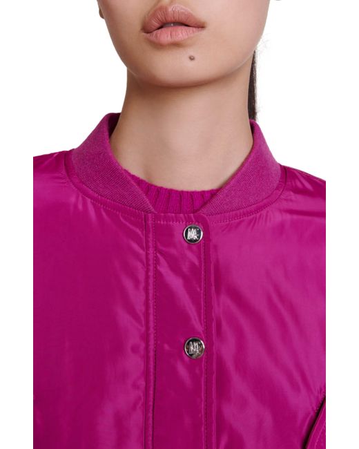 Maje Purple Badiane Quilt Sleeve Bomber Jacket