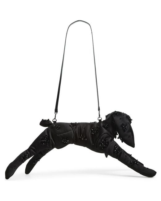 Simone Rocha Black Hare Embellished Turbo Satin Crossbody Bag