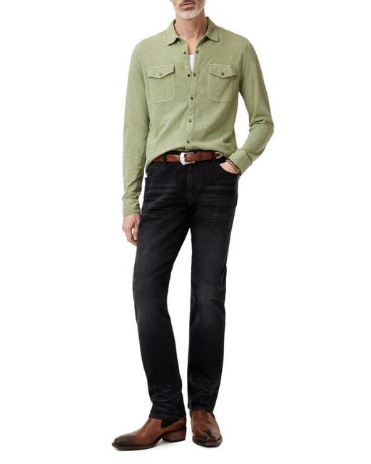 John Varvatos Green Avron Slub Organic Cotton Knit Snap-Up Western Shirt for men