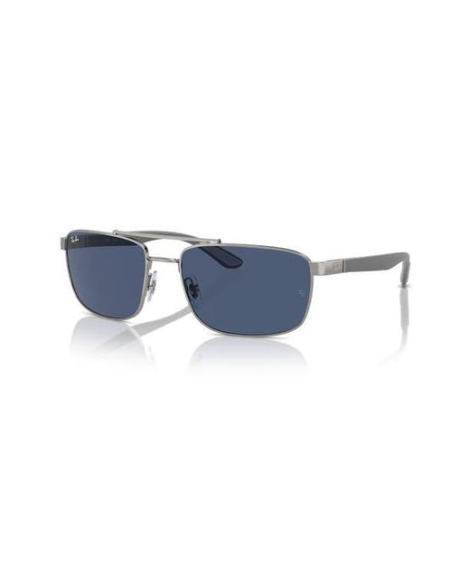 Ray-Ban Blue 60Mm Rectangular Sunglasses for men