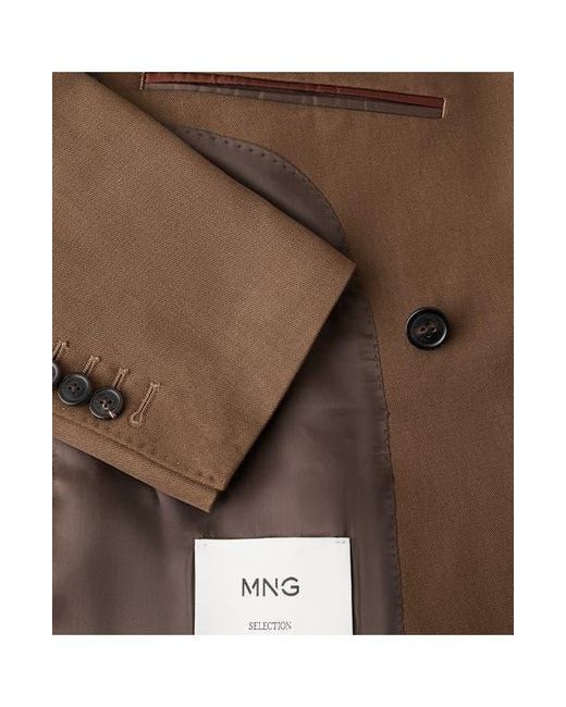 Mango Brown Double Breasted Slim Fit Jacket for men