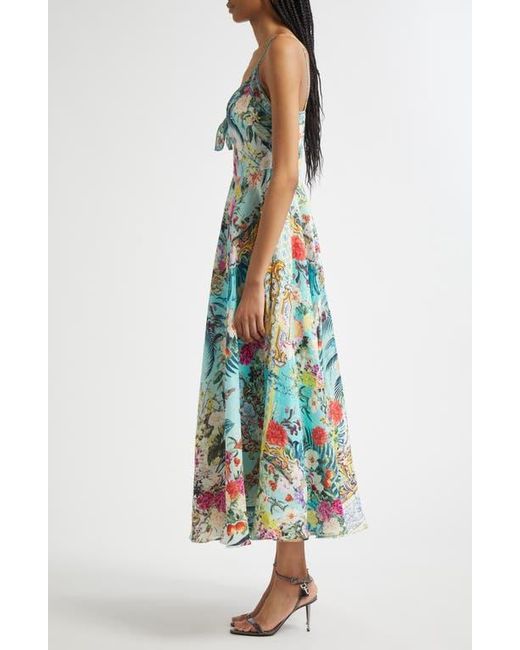 CAMILLA Women's Blue Crystal Embellished Linen Maxi Dress