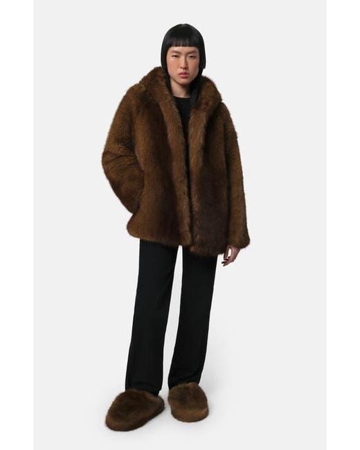 Apparis Brown Misha Faux Fur Mule Slipper