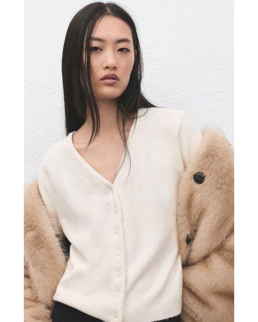 Mango White Simone Cardigan