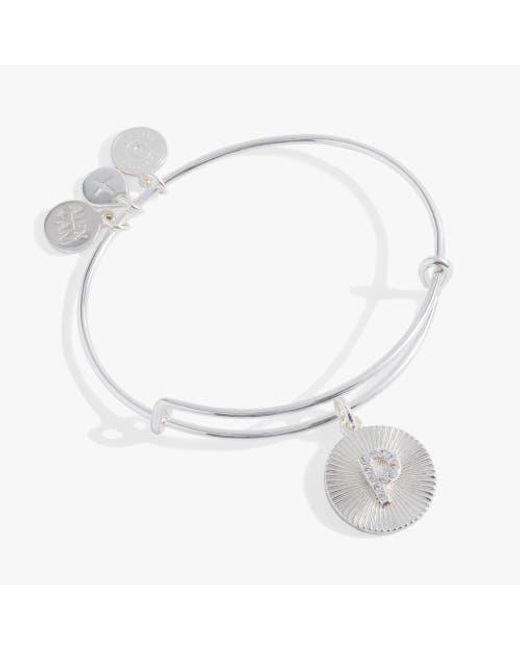 ALEX AND ANI White Pave Starburst Texture Initial Bangle Bracelet