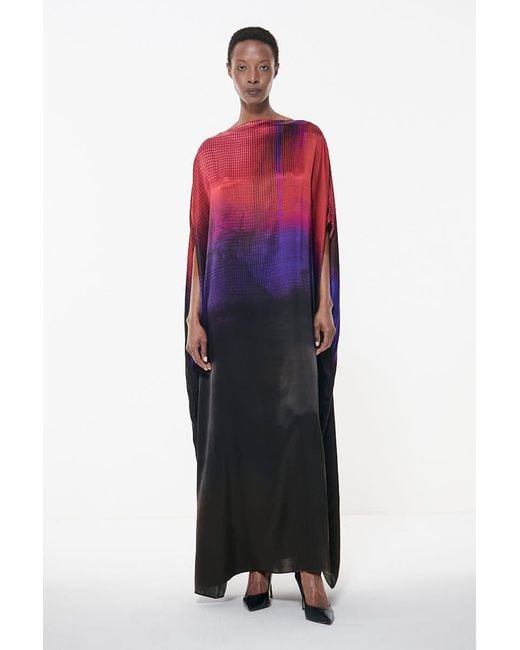 eem Red Gradient Printed Kaftan