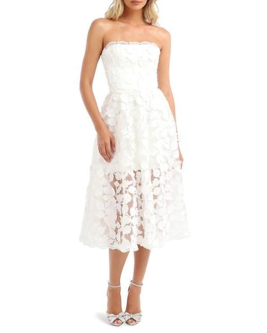 helsi florence embroidered strapless midi dress Light Blue Prom Dress