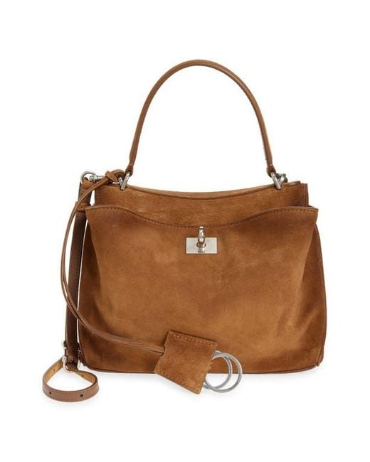 Balenciaga Brown Small Rodeo Suede Top Handle Bag
