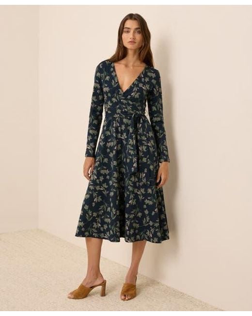 Pact Women's Blue Fit & Flare Wrap Dress - www.disolcolor.com