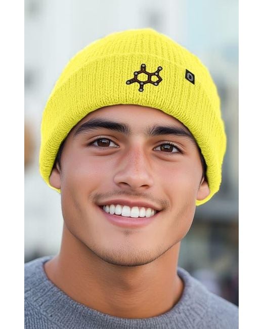 Alix Yellow Molecule Beanie for men
