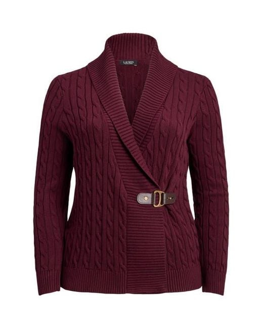 Ralph Lauren Red Cable Stitch Cotton Wrap Cardigan