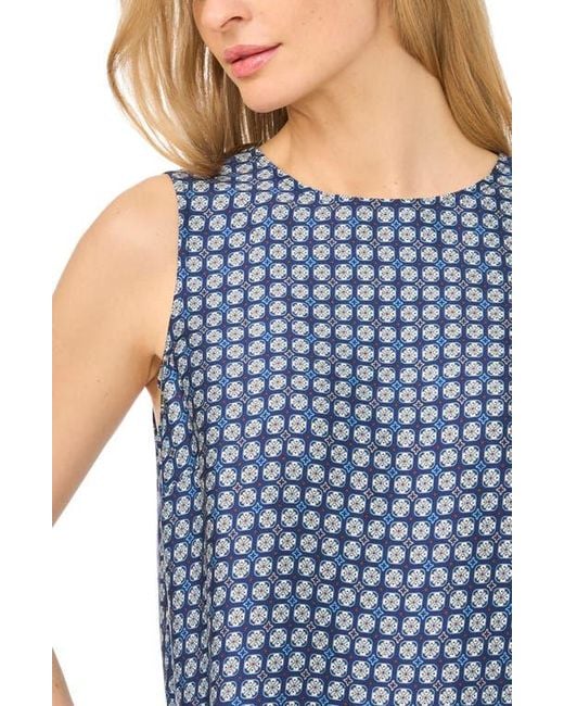 Halogen® Blue Geo Print Sleeveless Shell