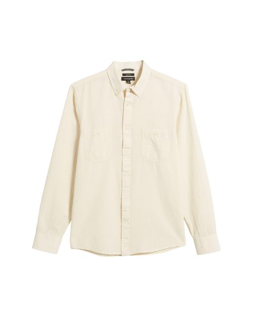 Treasure & Bond Natural Regular Fit Cotton & Linen Button-down Shirt for men