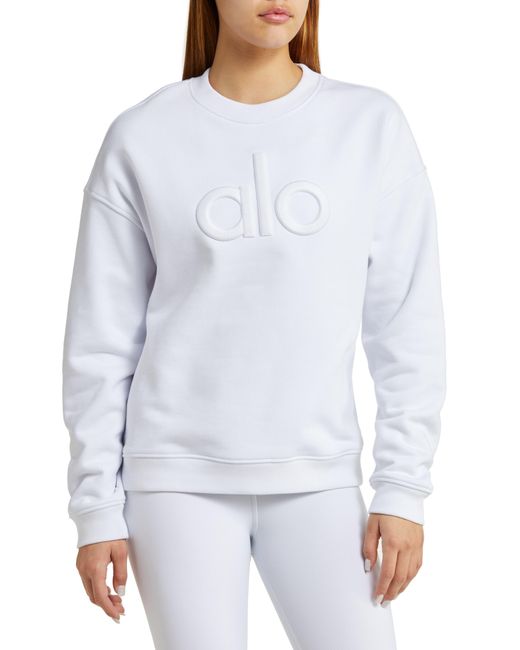 Alo Yoga White Renown Emblem Sweatshirt
