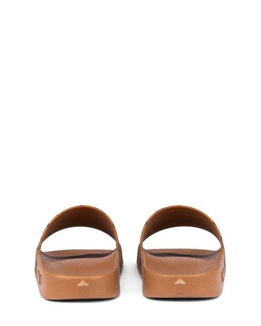 MCM Brown Monogram Print Rubber Slides for men