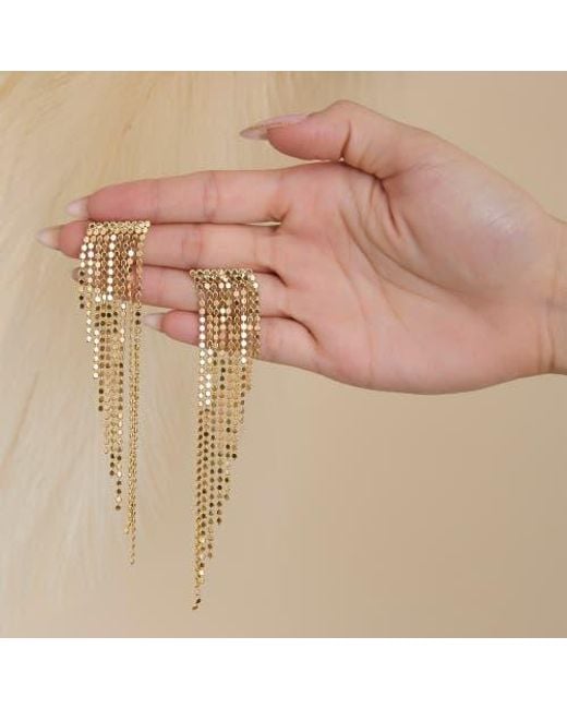 Jessica Simpson Metallic Rhinestone Fringe Drop Earrings