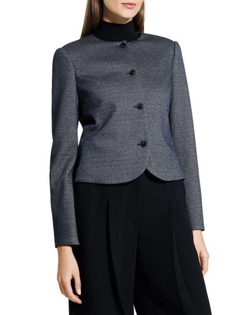Theory Blue Clean Herringbone Jacket