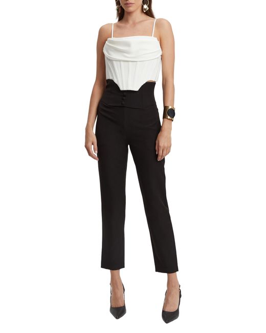 Bardot White Jocosa Cowl Neck Corset Crop Top