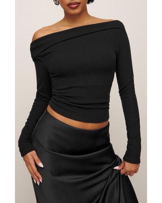 Reformation Black One-Shoulder Knit Top