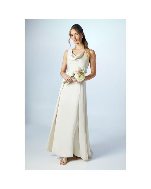 Coast Blue Sleeveless Cowl Neck Bridesmaid Dress
