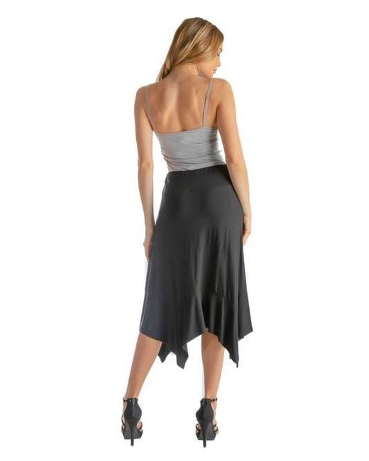 24seven Comfort Apparel Blue Knee Length Elastic Waist Handkerchief Skirt