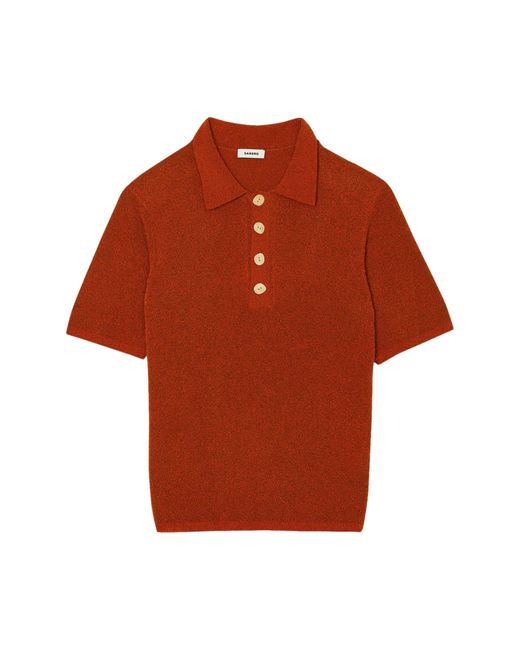 Sandro Red Nacre Bouclé Polo Sweater for men