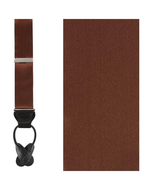 Trafalgar Brown Dutton Solid Color Silk Button End Suspenders for men
