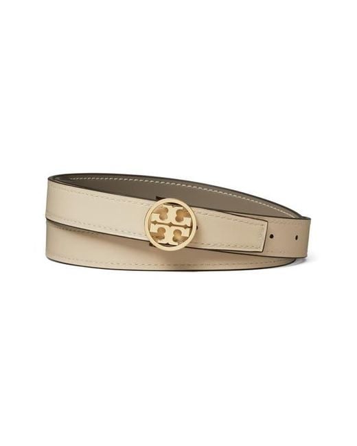 Tory Burch Natural 1-Inch Miller Reversible Leather Belt