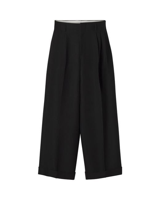 Lanvin Black Wide-Leg Flannel Pants for men