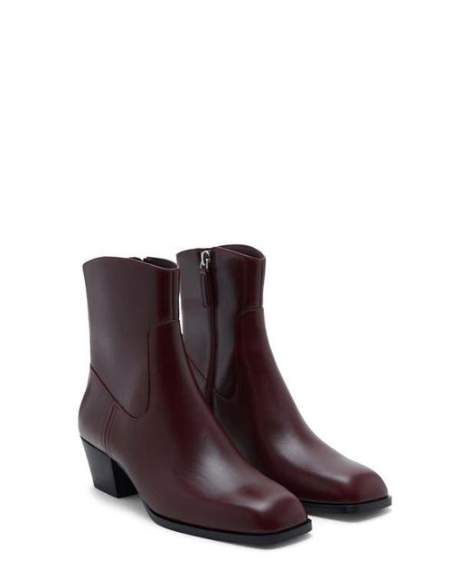 Mango Brown Square Toe Ankle Bootie