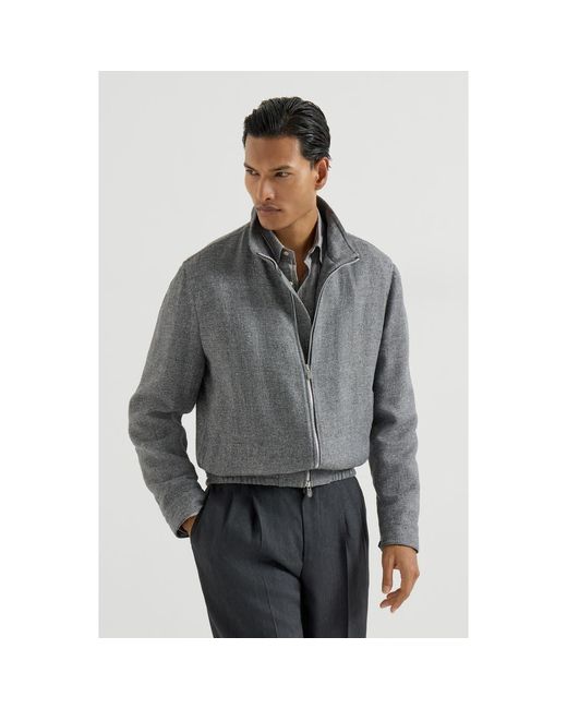 BRUNELLO CUCINELLI　リネンコットン ニットジャケット グレー BRUNELLO CUCINELLI Cotton and Linen-Blend Jacket for Men | MR PORTER