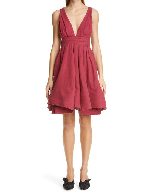 Brock Collection Red Quesyn Bow Linen Minidress