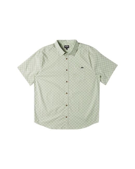 Billabong Green Sundays Mini Print Short Sleeve Cotton Button-up Shirt for men