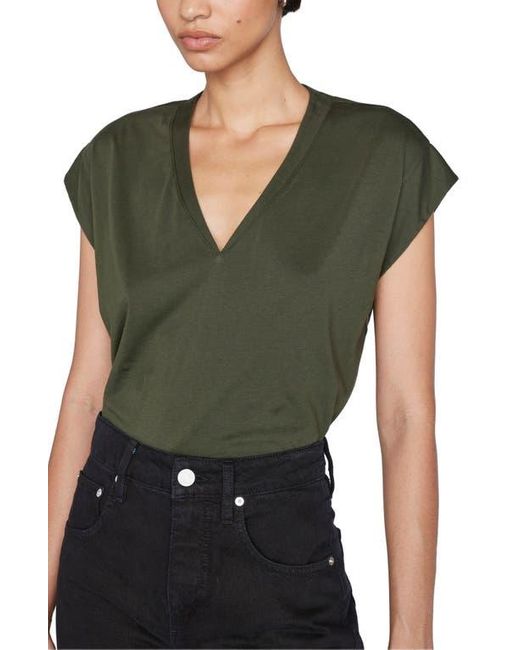 FRAME Green Le Mid Rise V-neck T-shirt