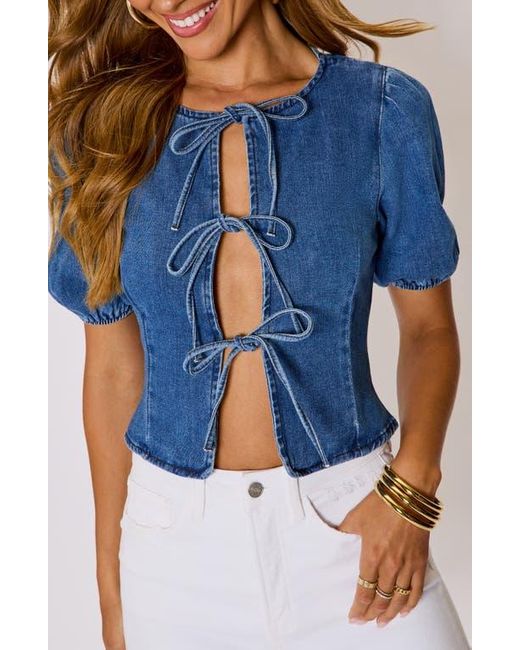 Vici Collection Blue Delilah Tie Front Top