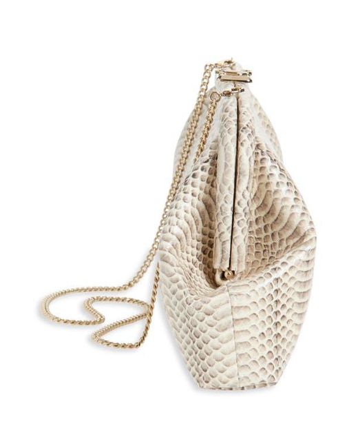 Jimmy Choo Natural Skylar Snakeskin Embossed Leather Clutch