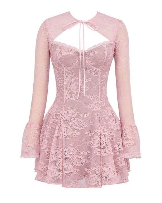 House Of Cb Alice Underwire Lace Minidress & Bolero in Pink | Lyst