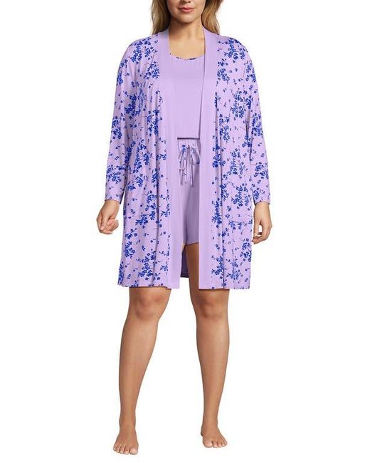 Lands' End Purple Cooling 3 Piece Pajama Set