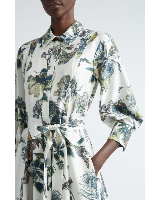 Jason Wu White Forest Floral Silk Twill Shirtdress