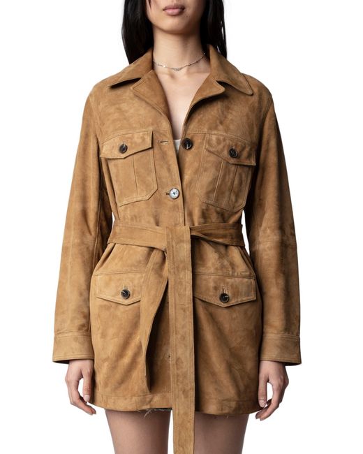 Zadig & Voltaire Mikel Daim Suede Jacket in Brown Lyst