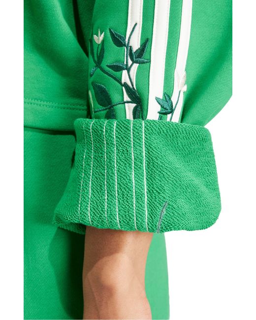 Adidas Green Floral Embroidered Sweatshirt
