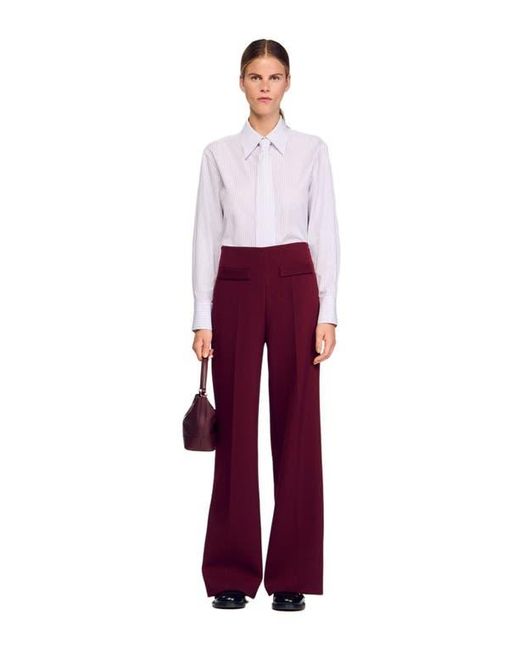 Sandro Red Wide-Leg Trousers