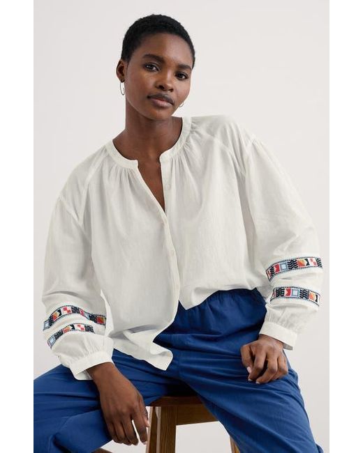 Seasalt Cornwall Blue Weaving Sea Organic Cotton Peasant Shirt