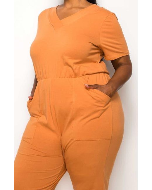 L I V D Orange Gineva Pocket V-Neck Jumpsuit